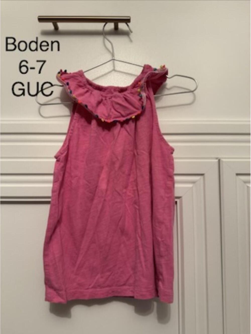 Boden Pink Sleeveless Top with Ruffled Neckline, Size 6-7